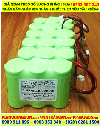 Pin đèn Exit thoát hiểm 3.6v-SC3000mAh, Pin đèn sự cố khẩn cấp 3.6v-SC3000mAh, Pin sạc GREPOW 3.6v-SC3000mAh